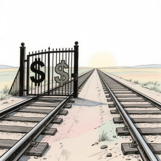 Illustrazione di due binari che si separano, stile Hugo Pratt
