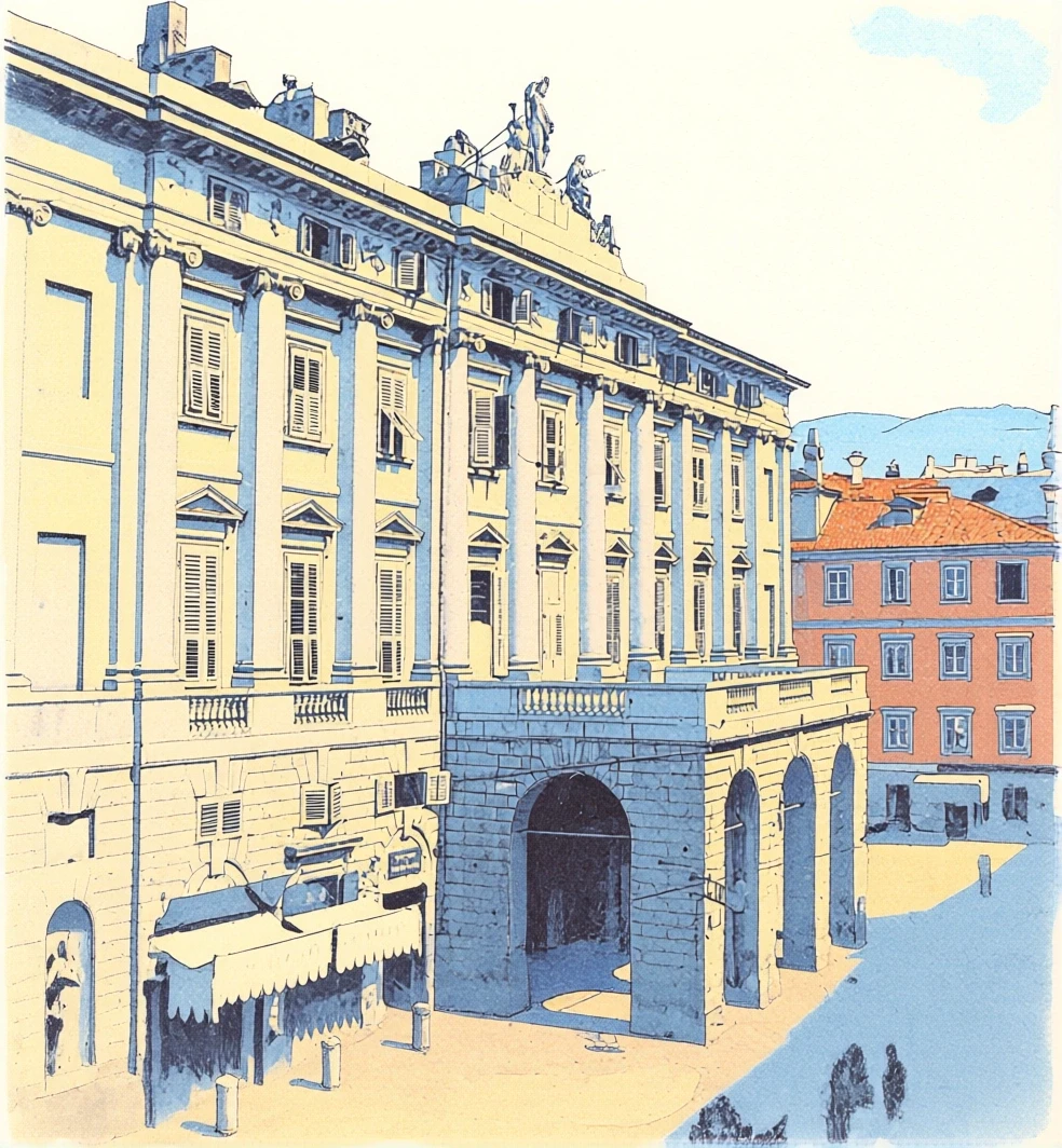 Piazza Grande (oggi Piazza Unità) a Trieste intorno al 1880