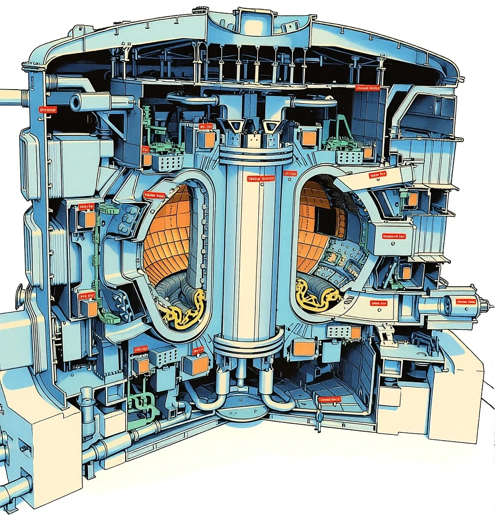 Illustrazione Hugo Pratt del reattore ITER Illustrazione Hugo Pratt del reattore ITER