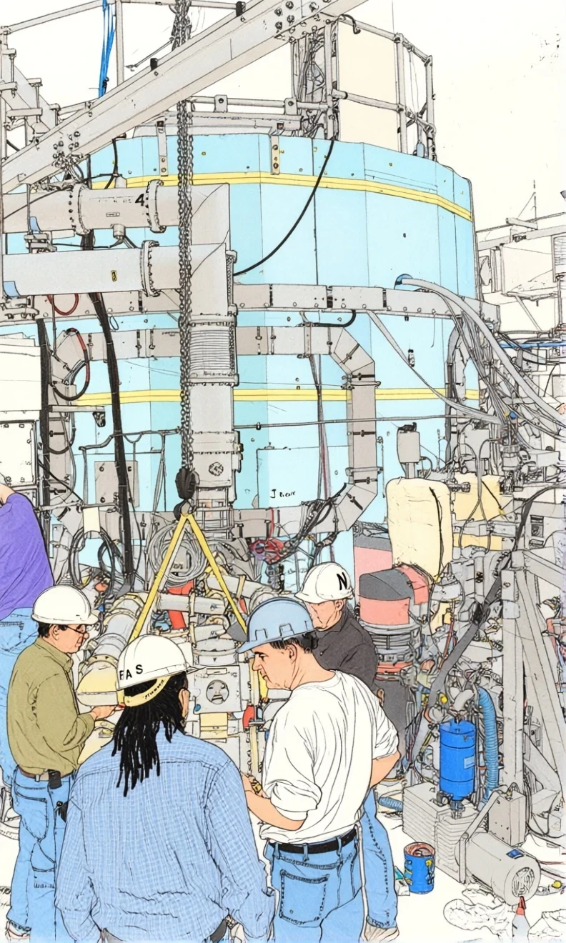 Tecnici e studenti davanti al tokamak Alcator C-Mod del MIT Tecnici e studenti davanti al tokamak Alcator C-Mod del MIT