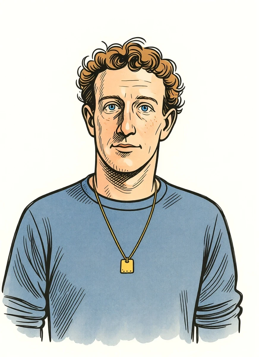 Ritratto di Mark Zuckerberg in stile china e pastello Ritratto di Mark Zuckerberg in stile china e pastello