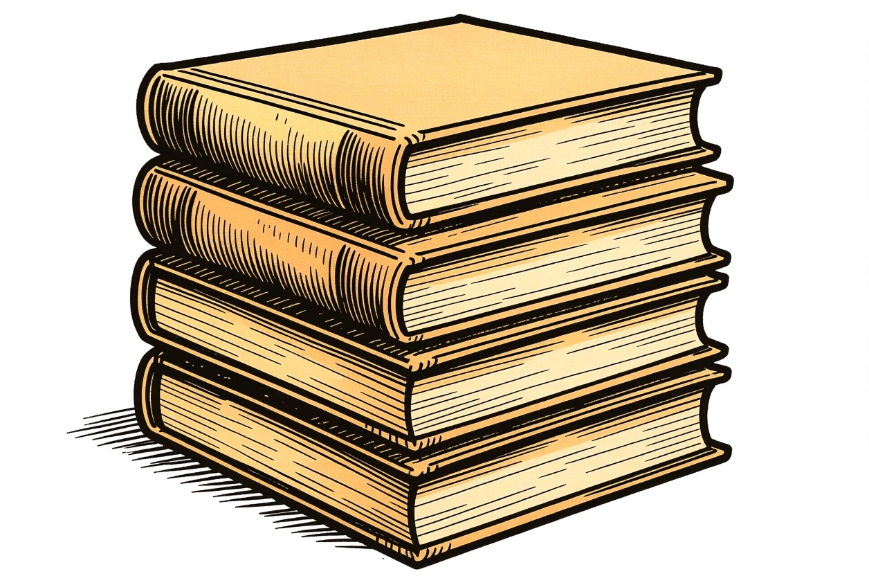La pila di libri della lettera — china ink e pastello La pila di libri della lettera — china ink e pastello