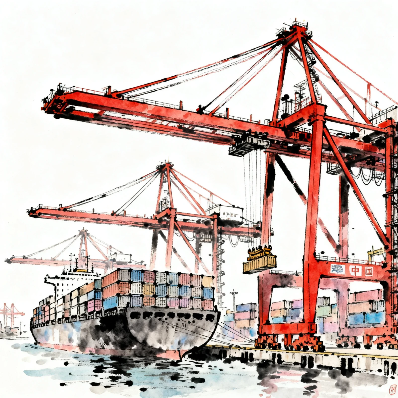 Container e gru al porto di Yangshan, Shanghai Container e gru al porto di Yangshan, Shanghai