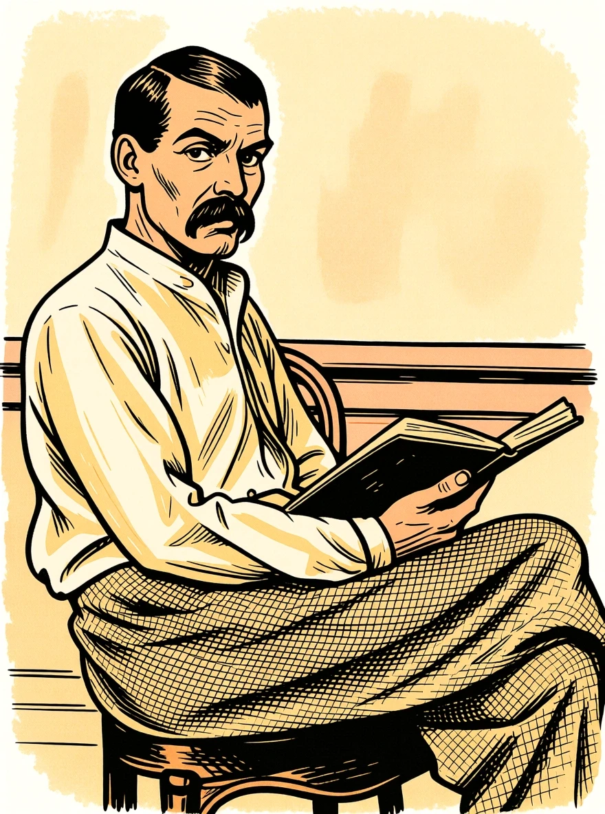 Ritratto di Sir Richard Francis Burton in stile Hugo Pratt